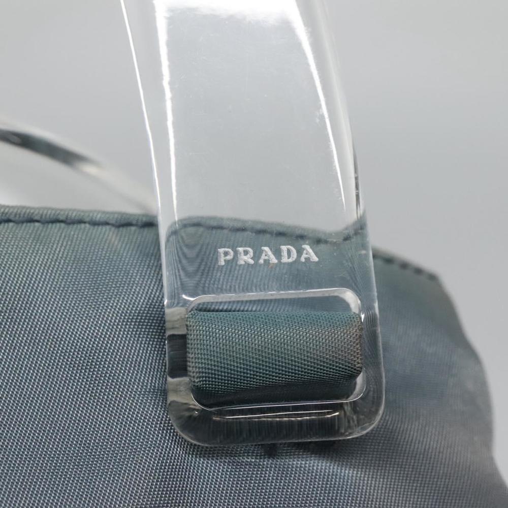 PRADA Hand Bag Nylon plastic Light Blue Silver clear Auth fm4546 - Picture 9 of 16